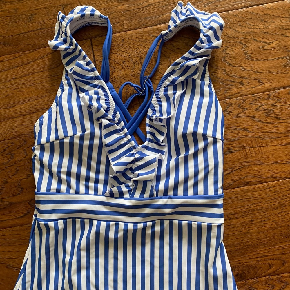 Cupshe Blue & White Stripe Adjustable One Piece XS - Picture 5 of 9